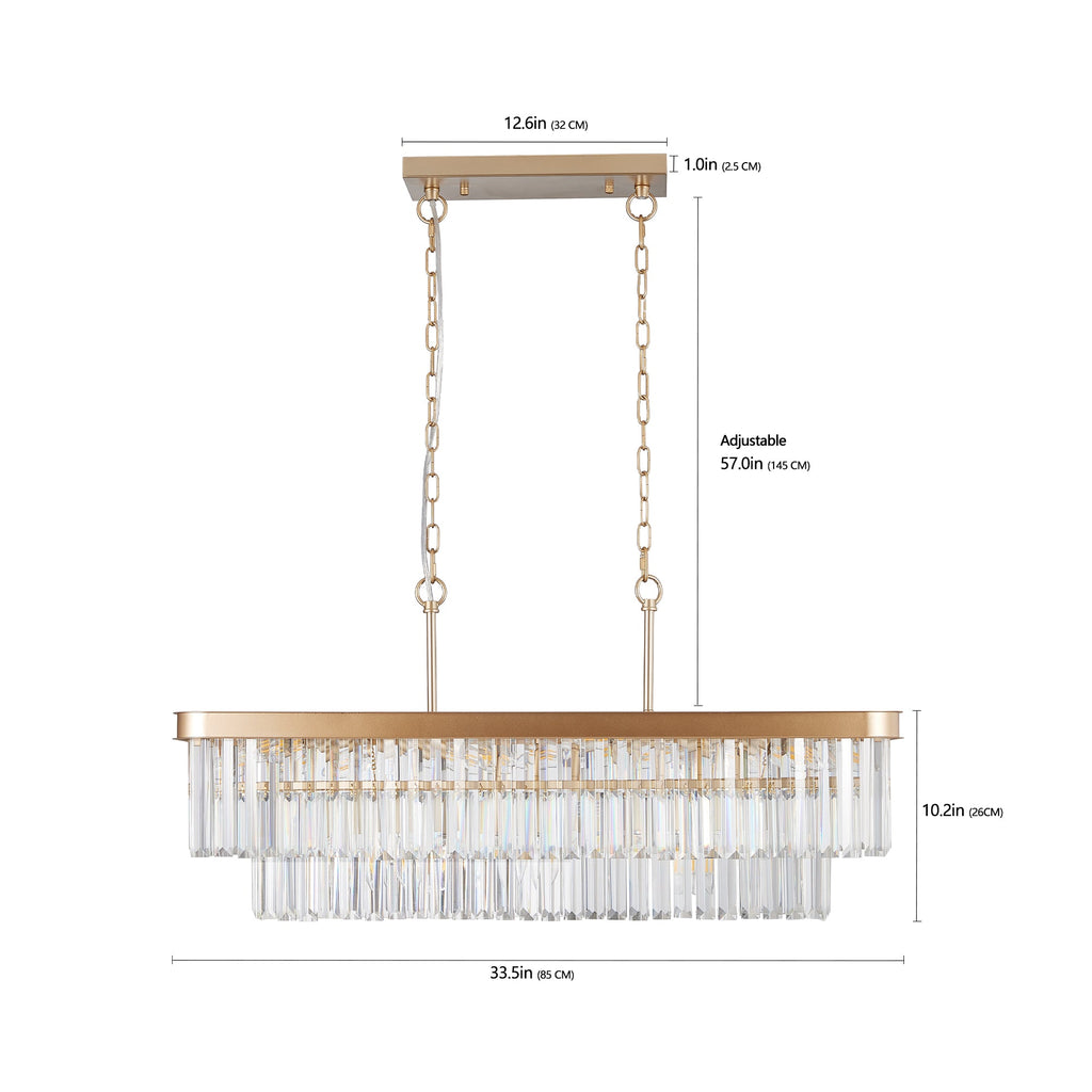 Rectangular Crystal Chandelier Adjustable
