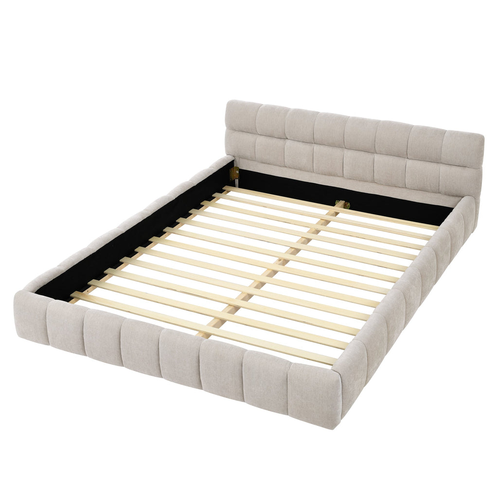 Queen Size Upholstered Bed Frame with Thick Fabric