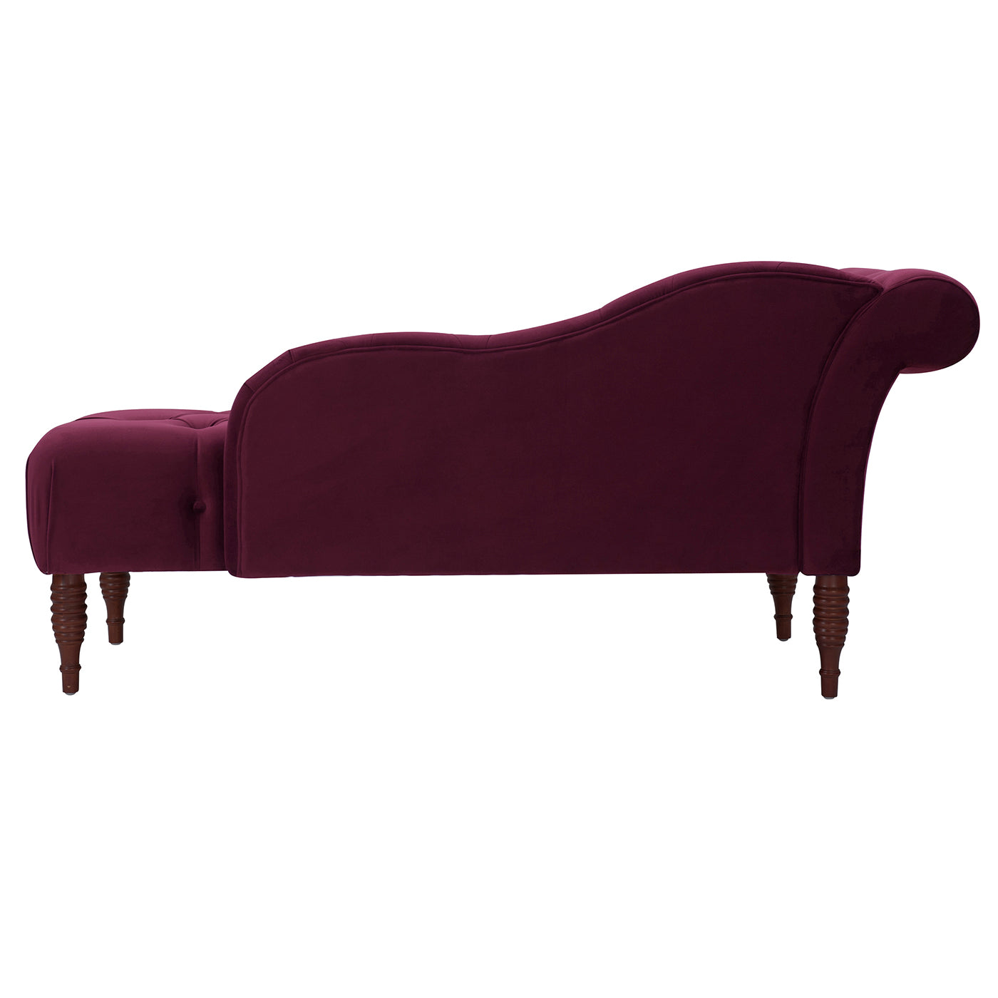 Samuel Tufted Roll Arm Chaise Lounge in Burgundy Velvet