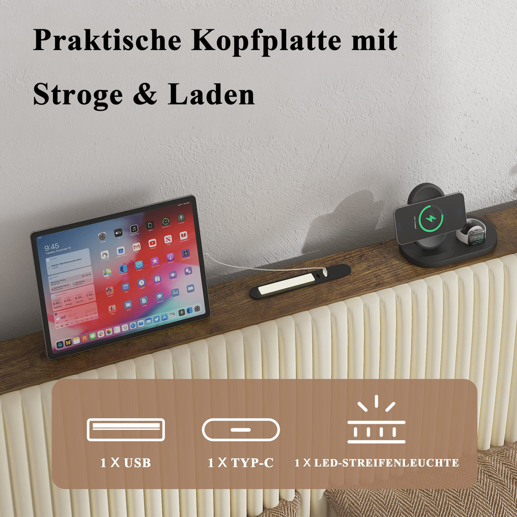 Full Size Platform Bed with Charging Station