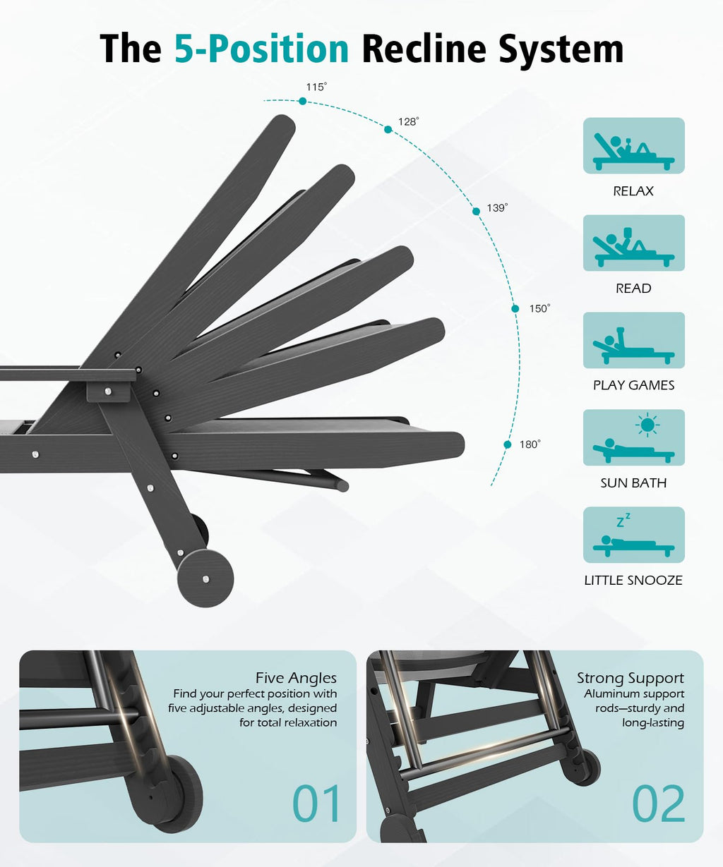 Outdoor Pool Lounge Chairs Set of 2