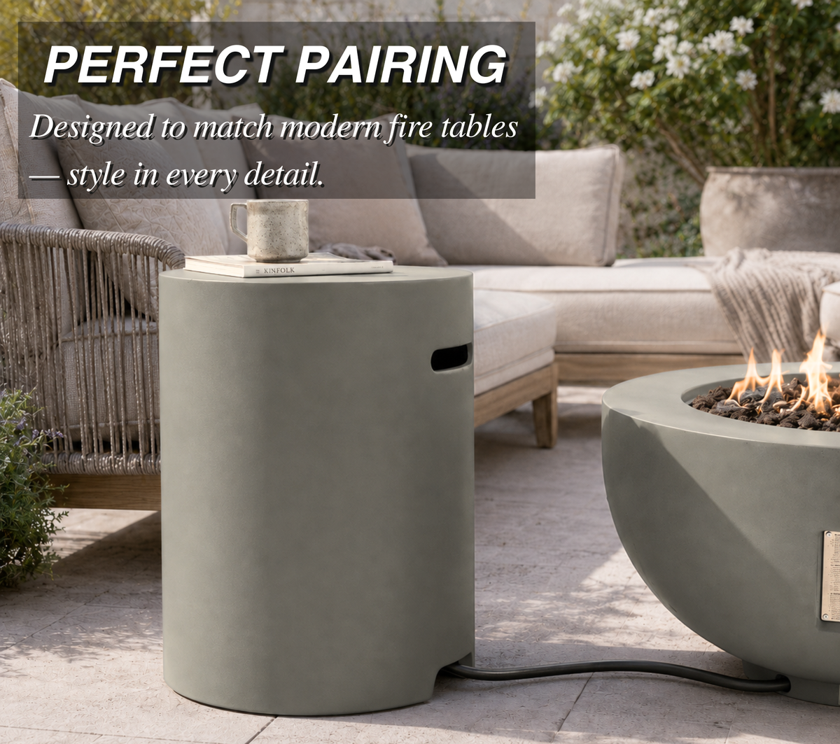 Propane Tank Cover Table - Lightweight Concrete Design