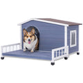 Large Wooden Dog House Indoor Outdoor with Terrace