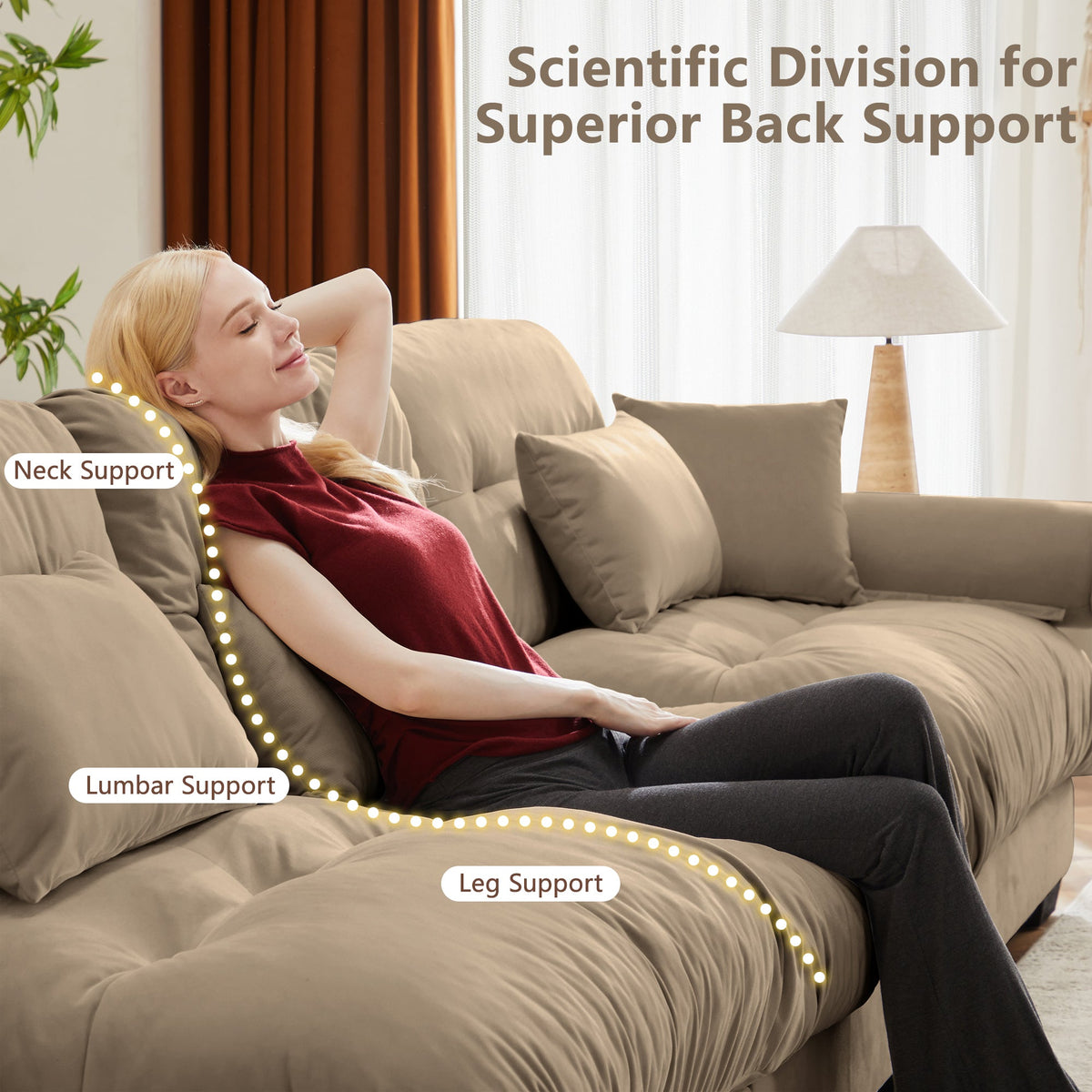 U Shaped Sectional Sofa Cloud Couch with Movable Ottomans