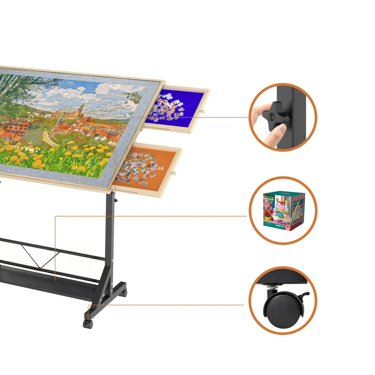 Wooden 1500 Pieces Puzzle Table with Drawer