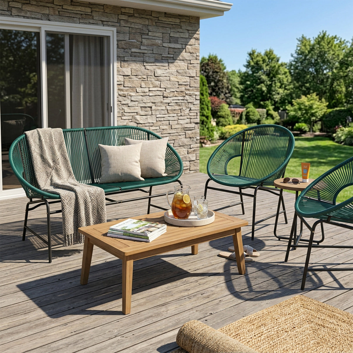 Nusa Outdoor Patio Wicker 3-Pcs Chat Set