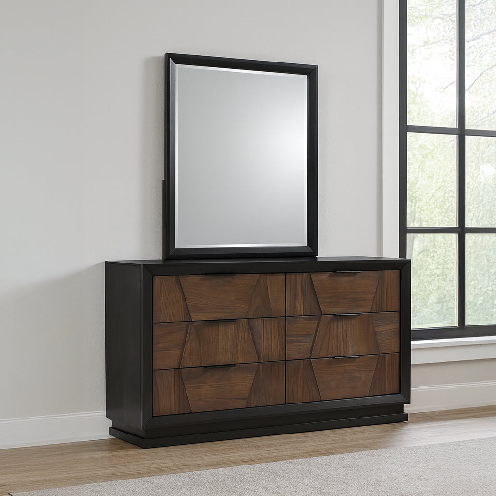 Houston Traditional Style Mirror Made with Wood in Walnut