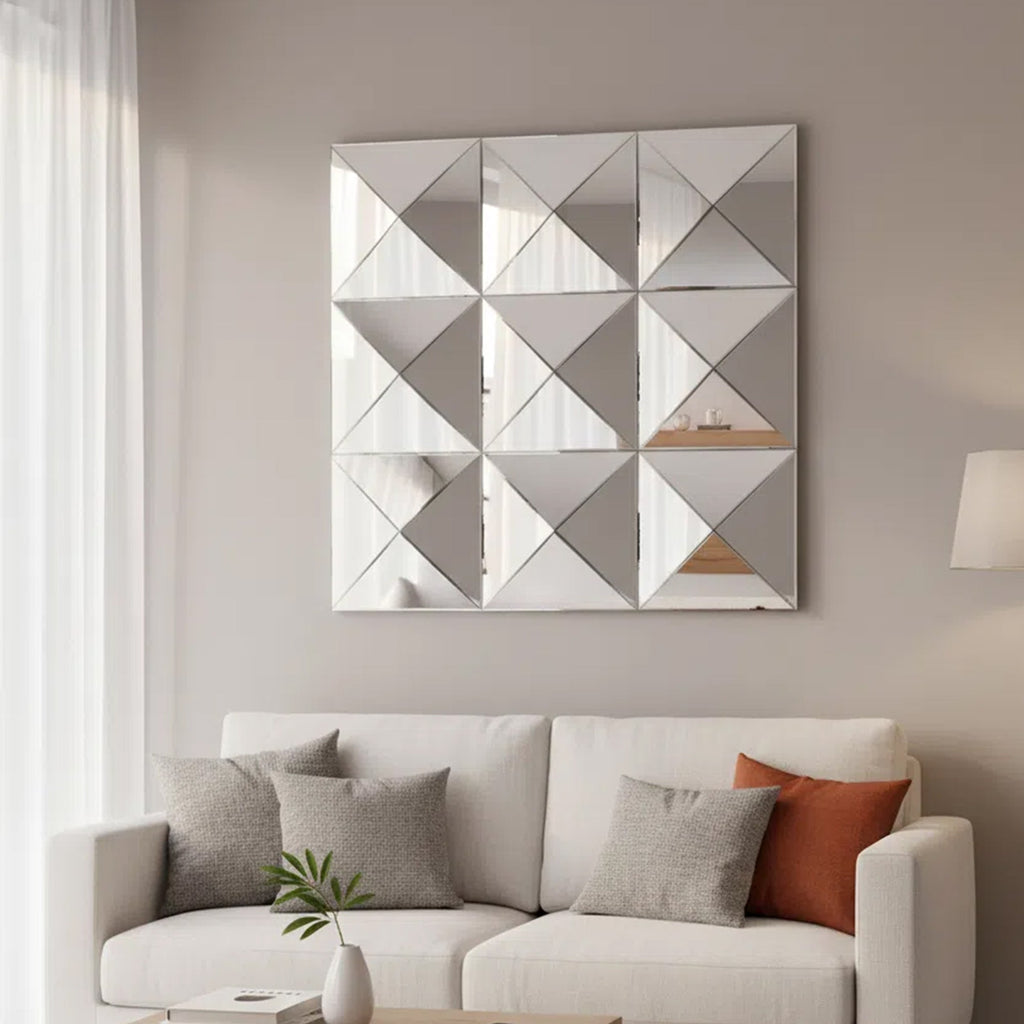 3D Mirror Wall Decor - Beveled Glass Large Square Wall Mirror