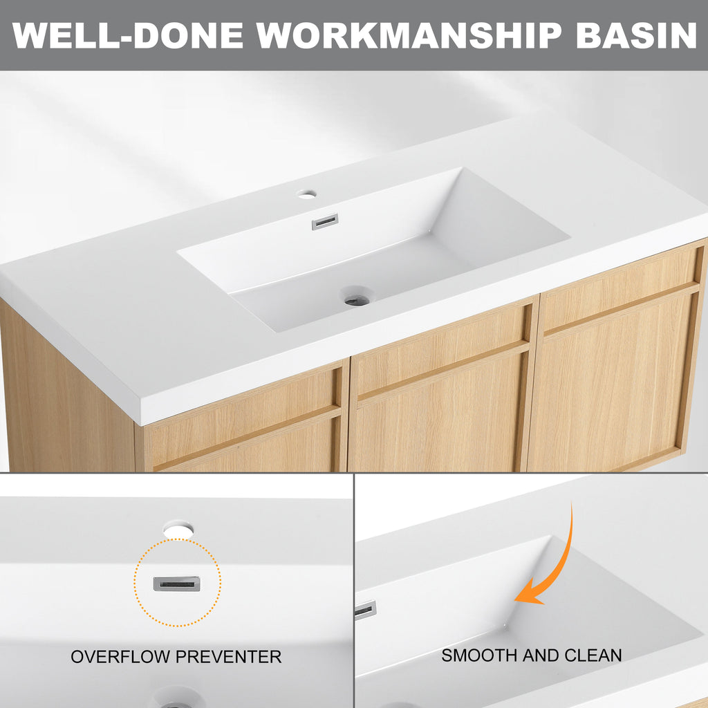 48" Wall-Mounted Bathroom Vanity with Resin Sink