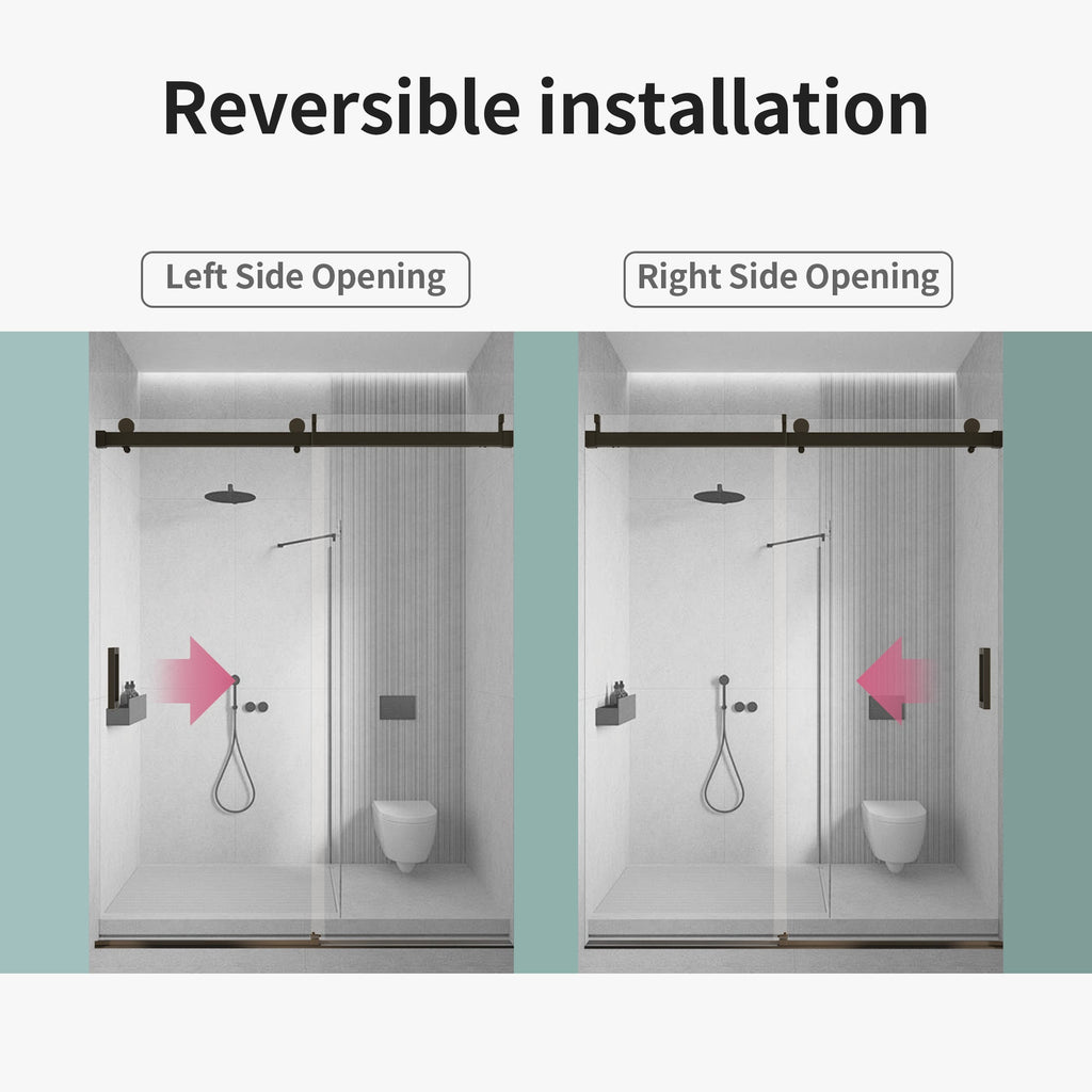 56-60" W * 76" H Frameless Single Sliding Shower Doors