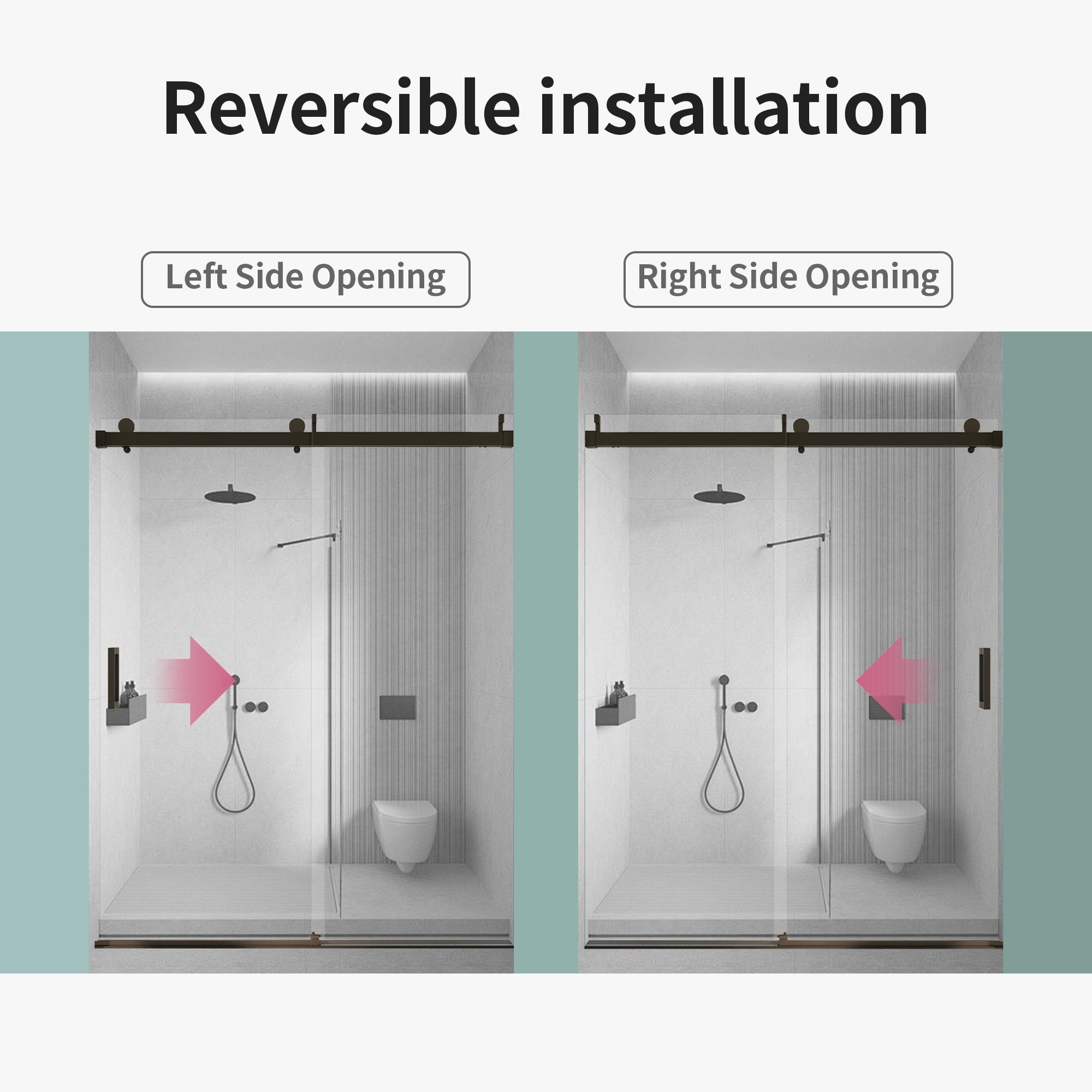 56-60" W * 76" H Frameless Single Sliding Shower Doors
