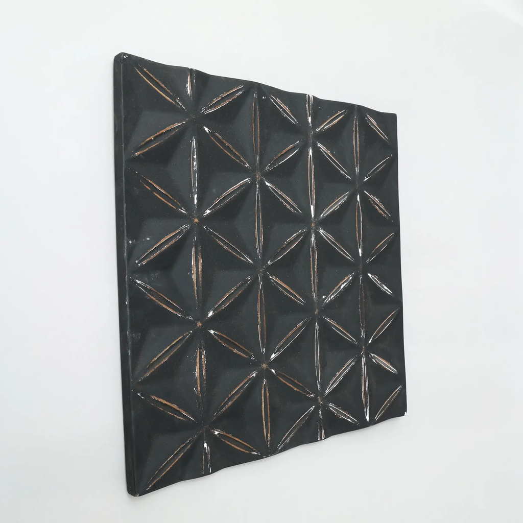 Black Square Shape Handcrafted MDF Wall Decor – 16"x16" Elegant Home Accent