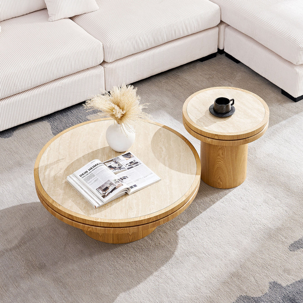 Sintered Stone Coffee Table with MDF Pedestal