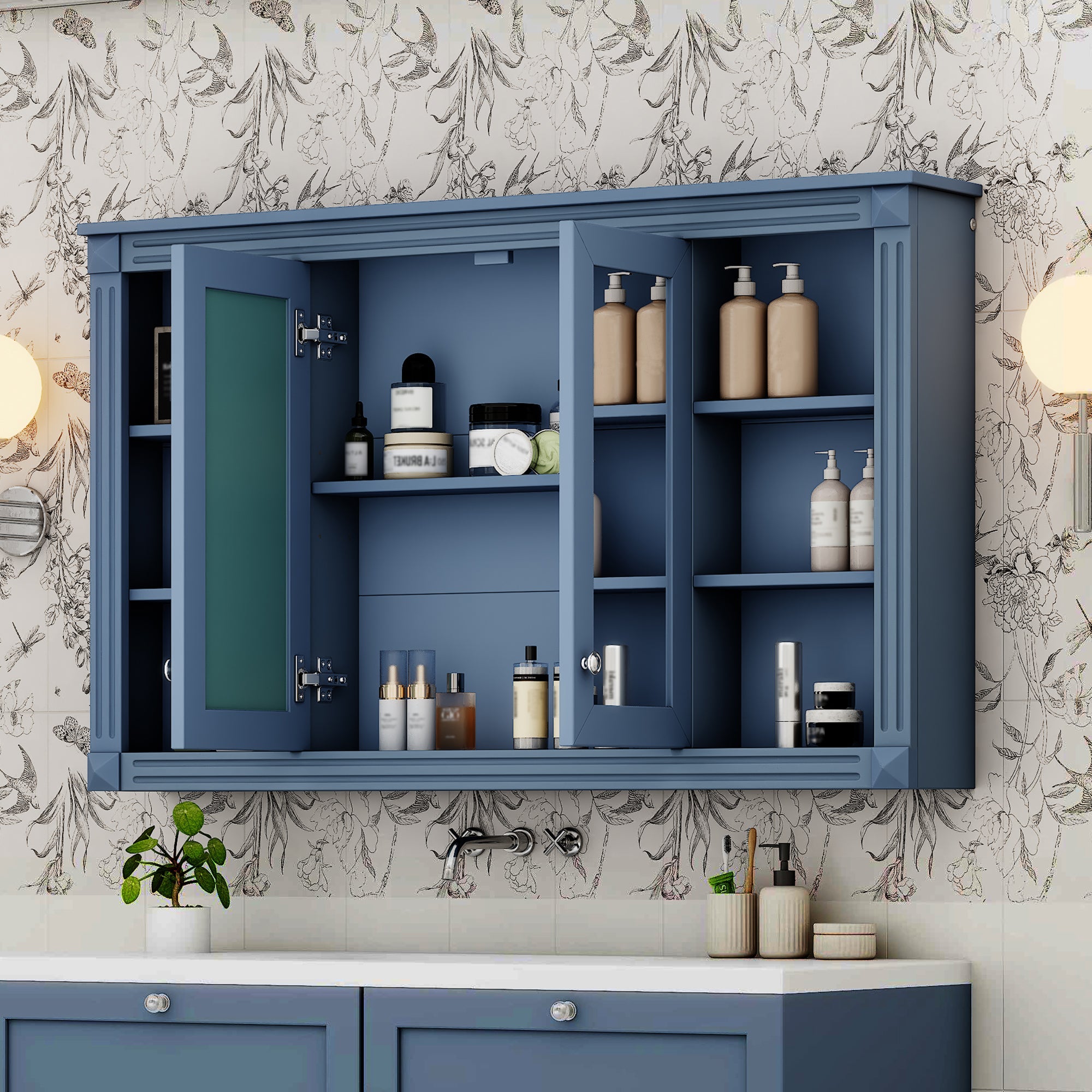 47 Inch Bathroom Mirror Cabinet with Storage