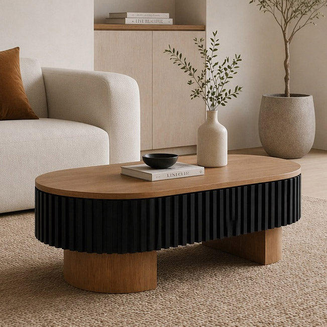 43.7" Oval Coffee Table With Hidden Storage