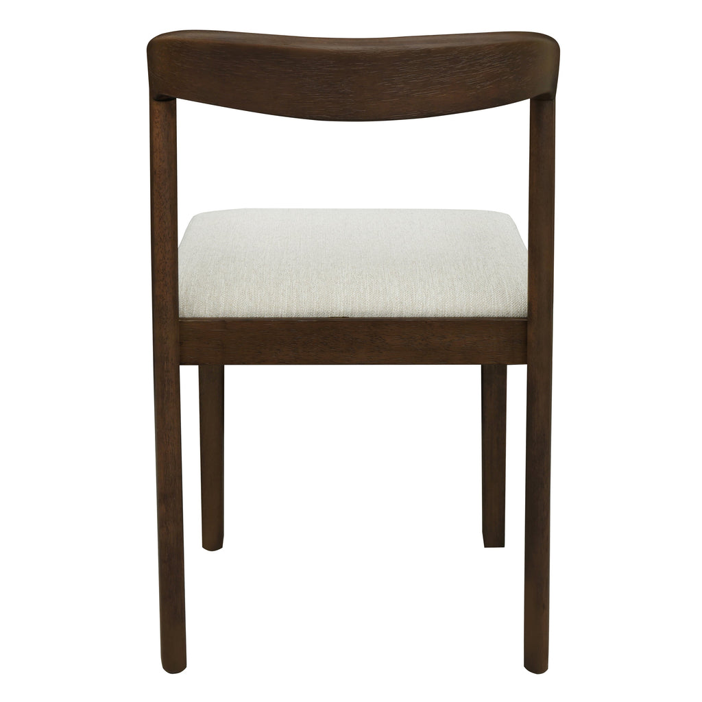 Solid Rubber Wood Dining Chairs (Walnut + Beige) - Set of 2