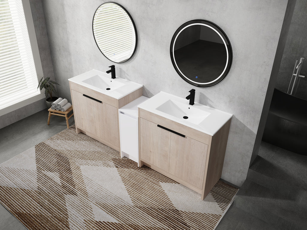84 Inch Freestanding Bathroom Vanity with Ceramic Sink