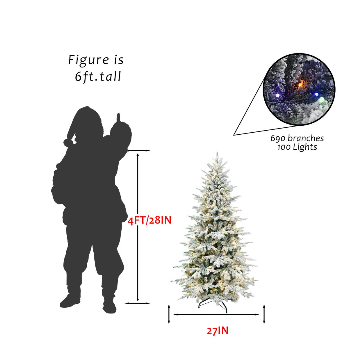 6FT PE+PVC Flocked Artificial Christmas Tree