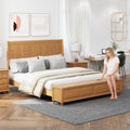 King Bed Frame with Tall Headboard and Storage Bench