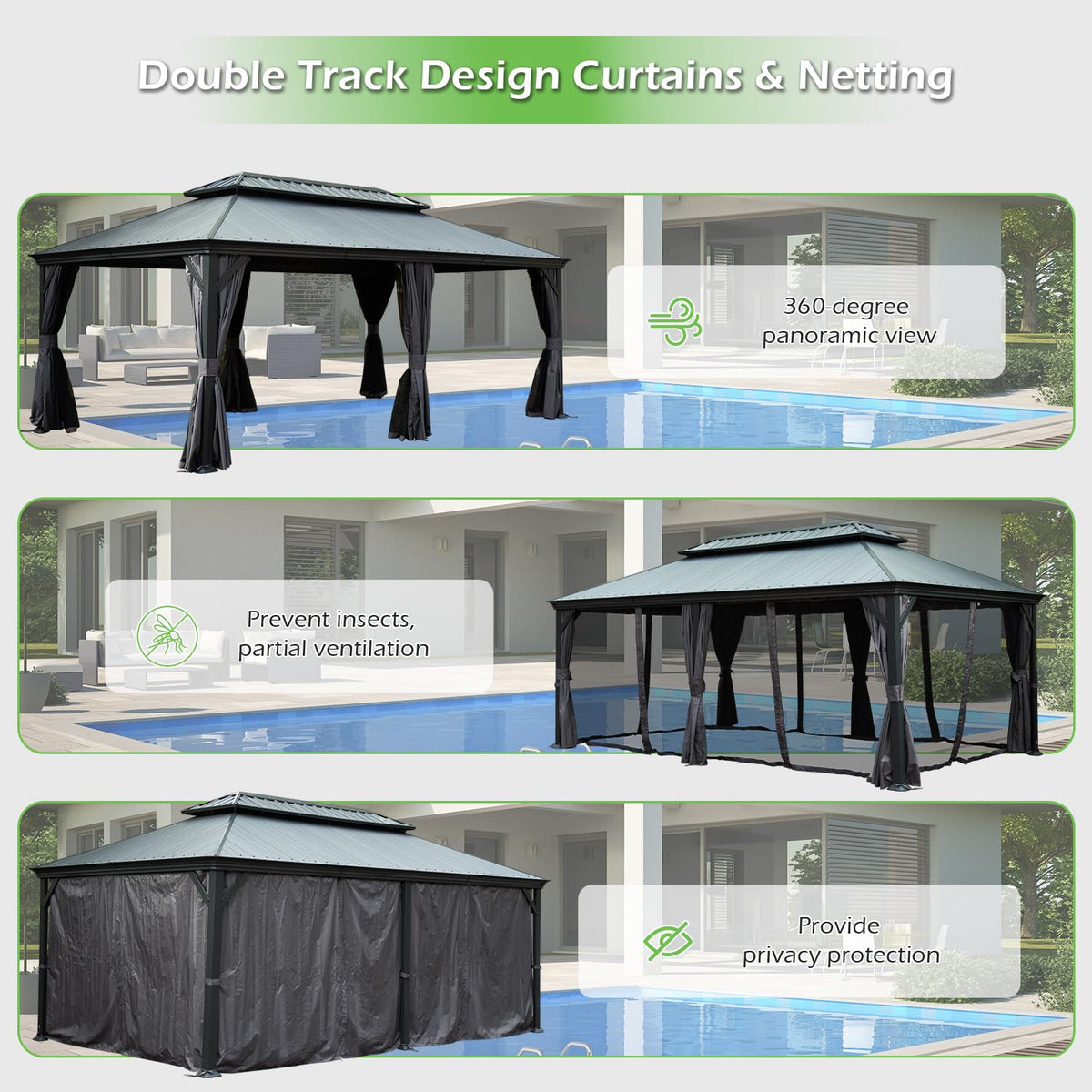 14'x24' Hardtop Gazebo with Resin Roof