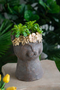 8.5x7.7x12.4" Magnesium Cat Statue Planter with Textured