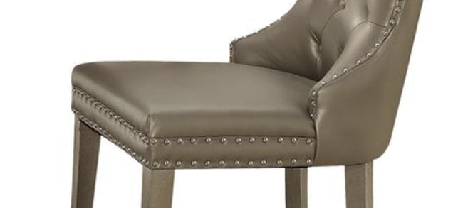 Kacela Champagne Synthetic Leather & Champagne Finish Side Chair (Set of 2)