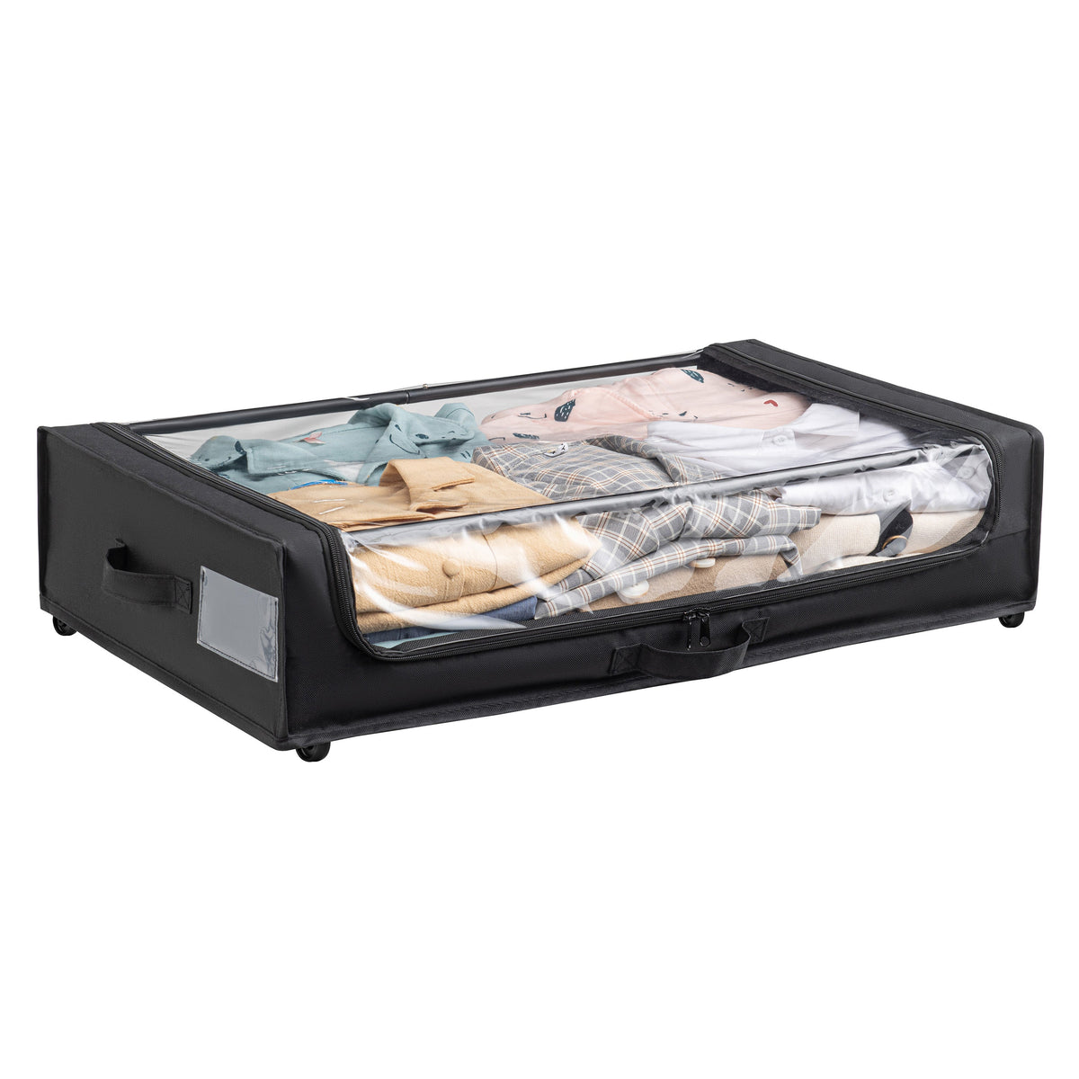 Set of 2 Under-Bed Rolling Storage Containers with Transparent Cover