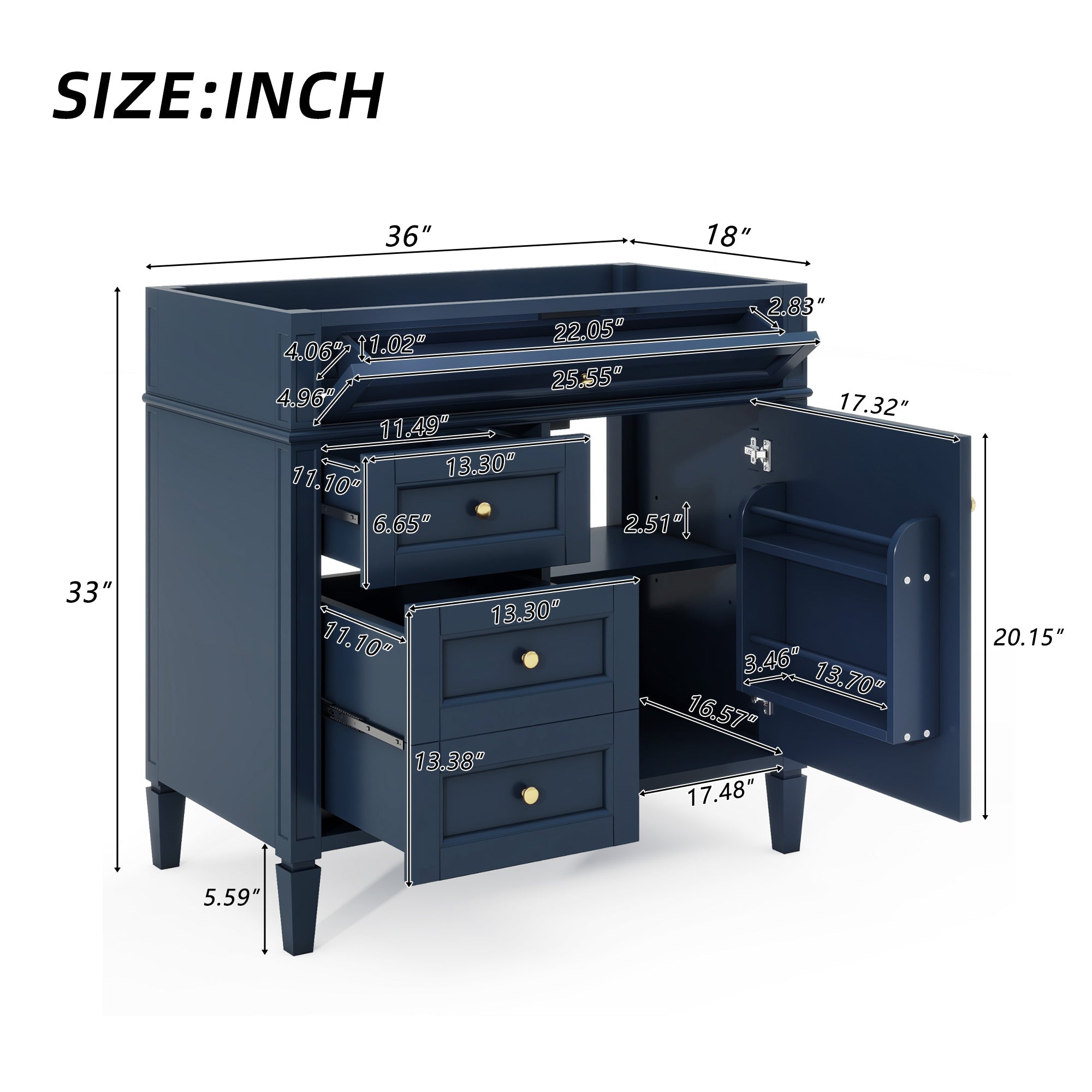 36'' Bathroom Vanity Without Top Sink