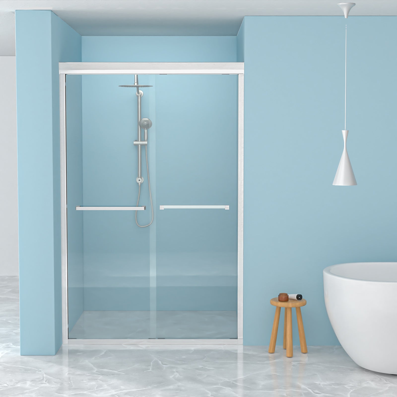 Semi-Frameless Bypass Sliding Shower Door