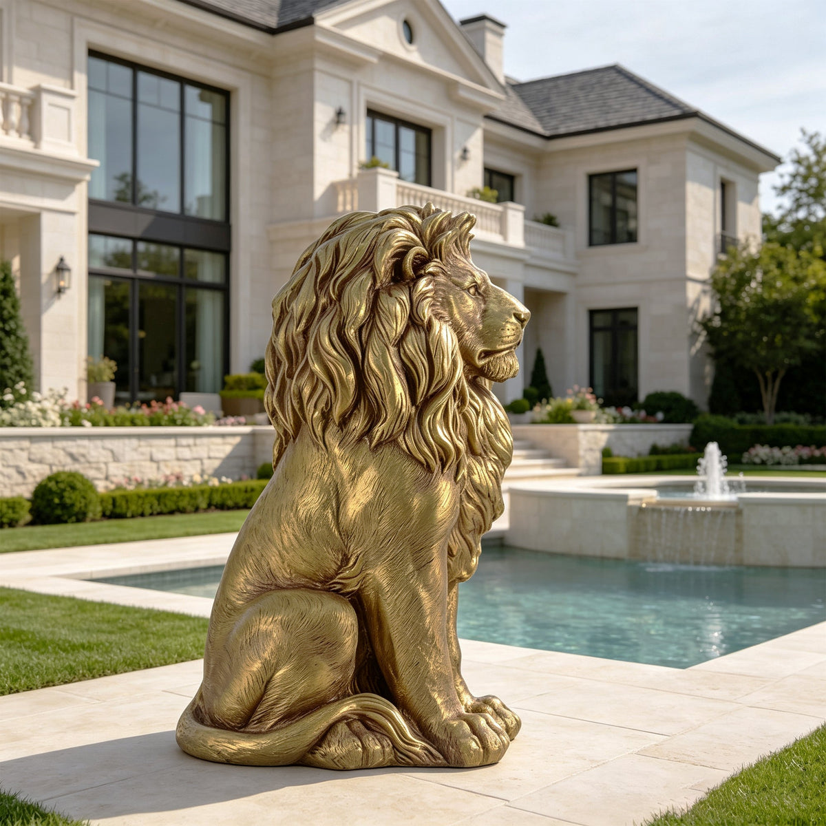 24" Outdoor Lion Statue