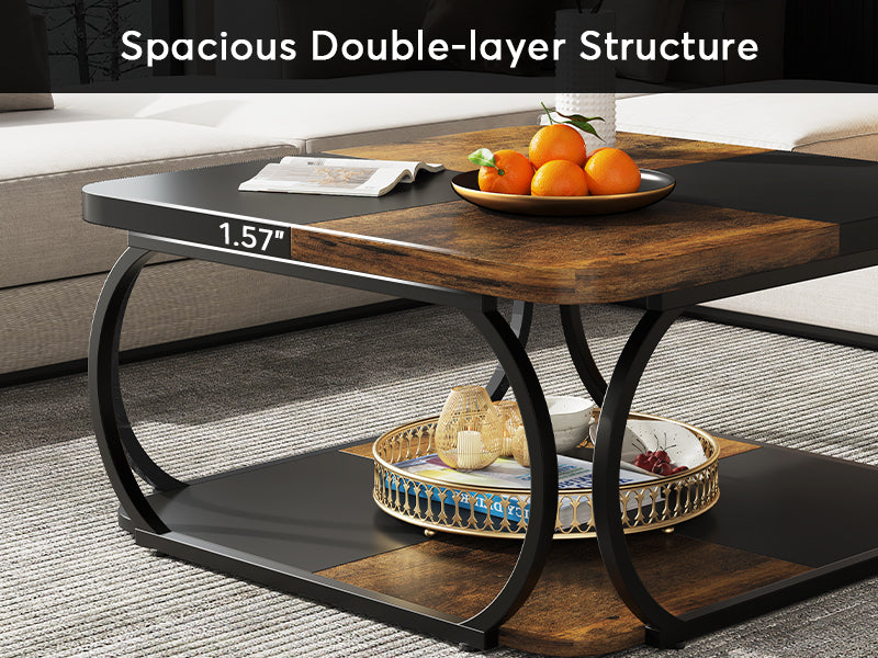39” Square Coffee Table with Storage Shelf