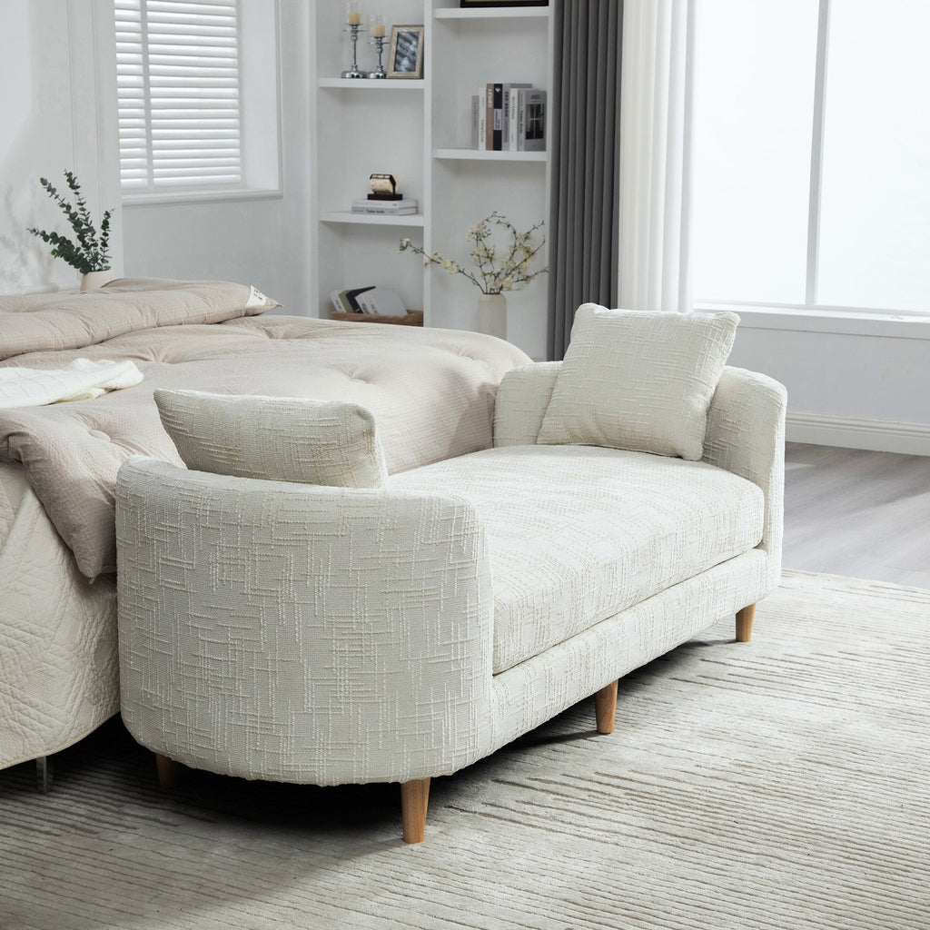 Modern Upholstered End of Bed Bench with Armrests