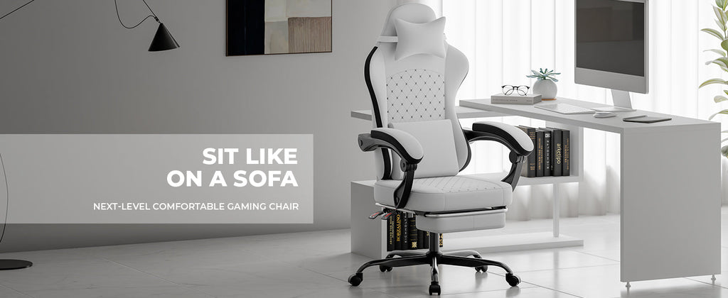 Ergonomic Gaming Chair with Massage, Footrest, and Lumbar Support
