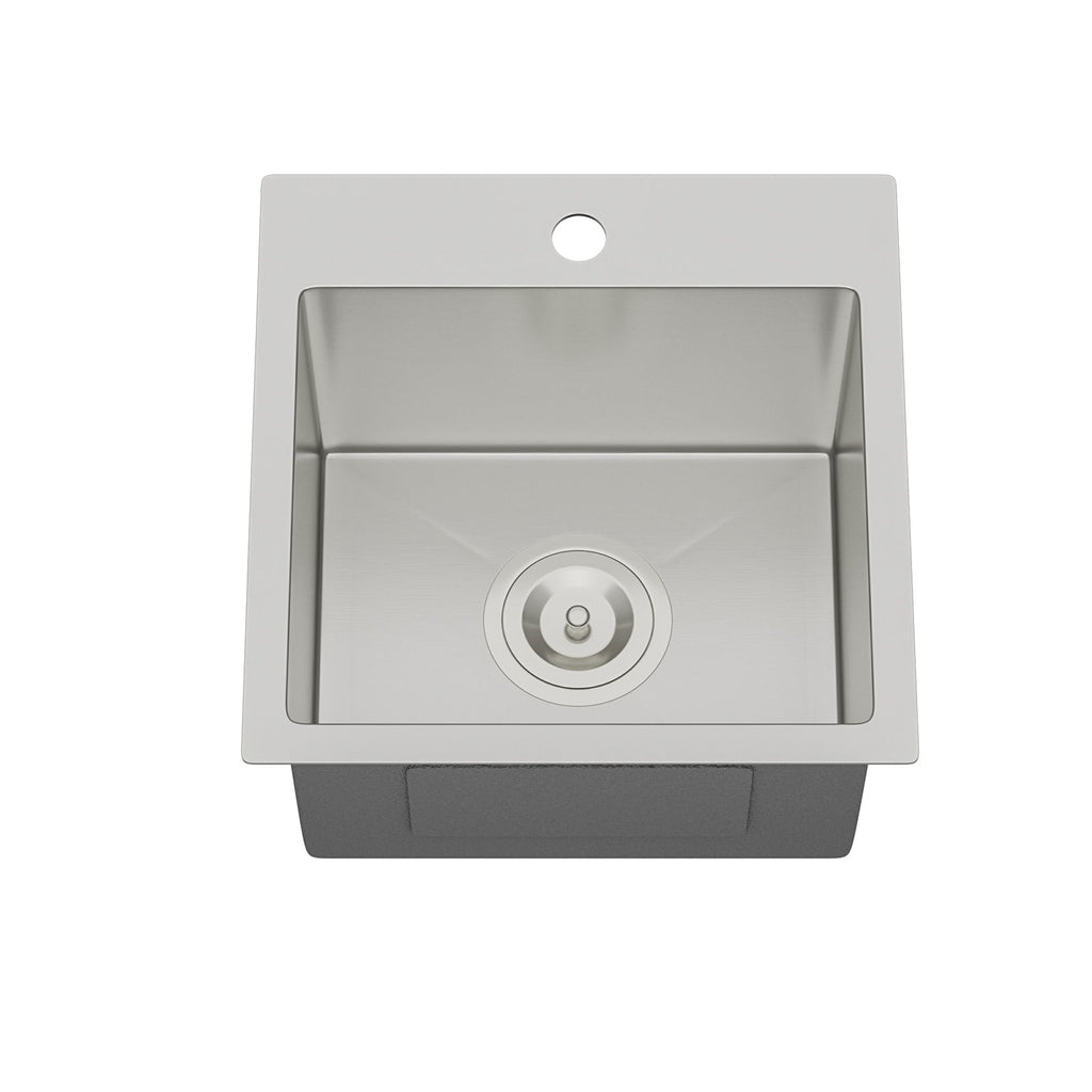 15" x 15" x 9" Stainless Steel Drop In Kitchen Sink