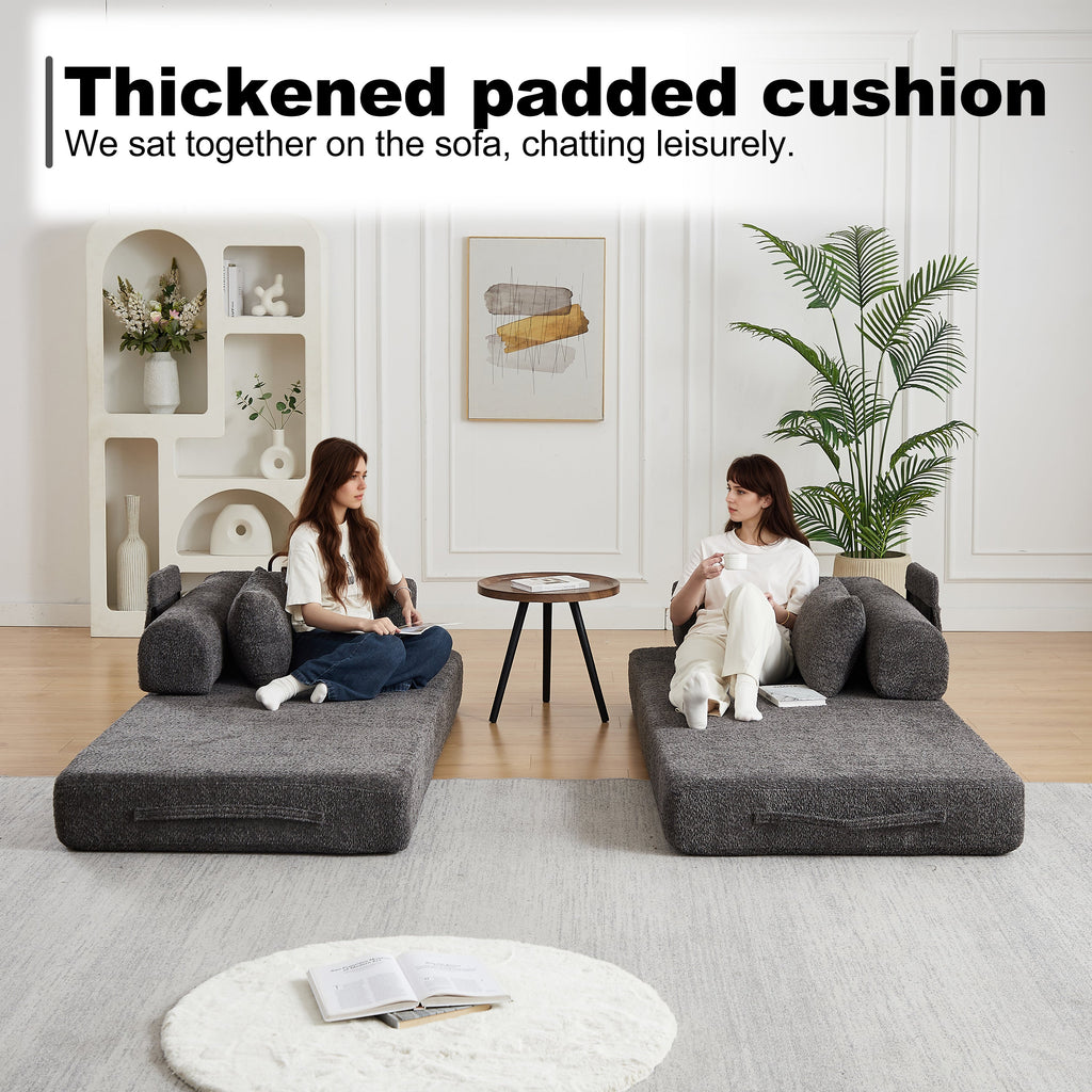 78.7-Inch Convertible Sleeper Sofa Bed with Cylindrical Pillow