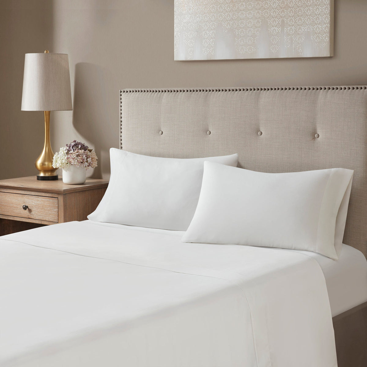 12 Piece Jacquard Comforter Set with Bed Sheets Khaki Cal King