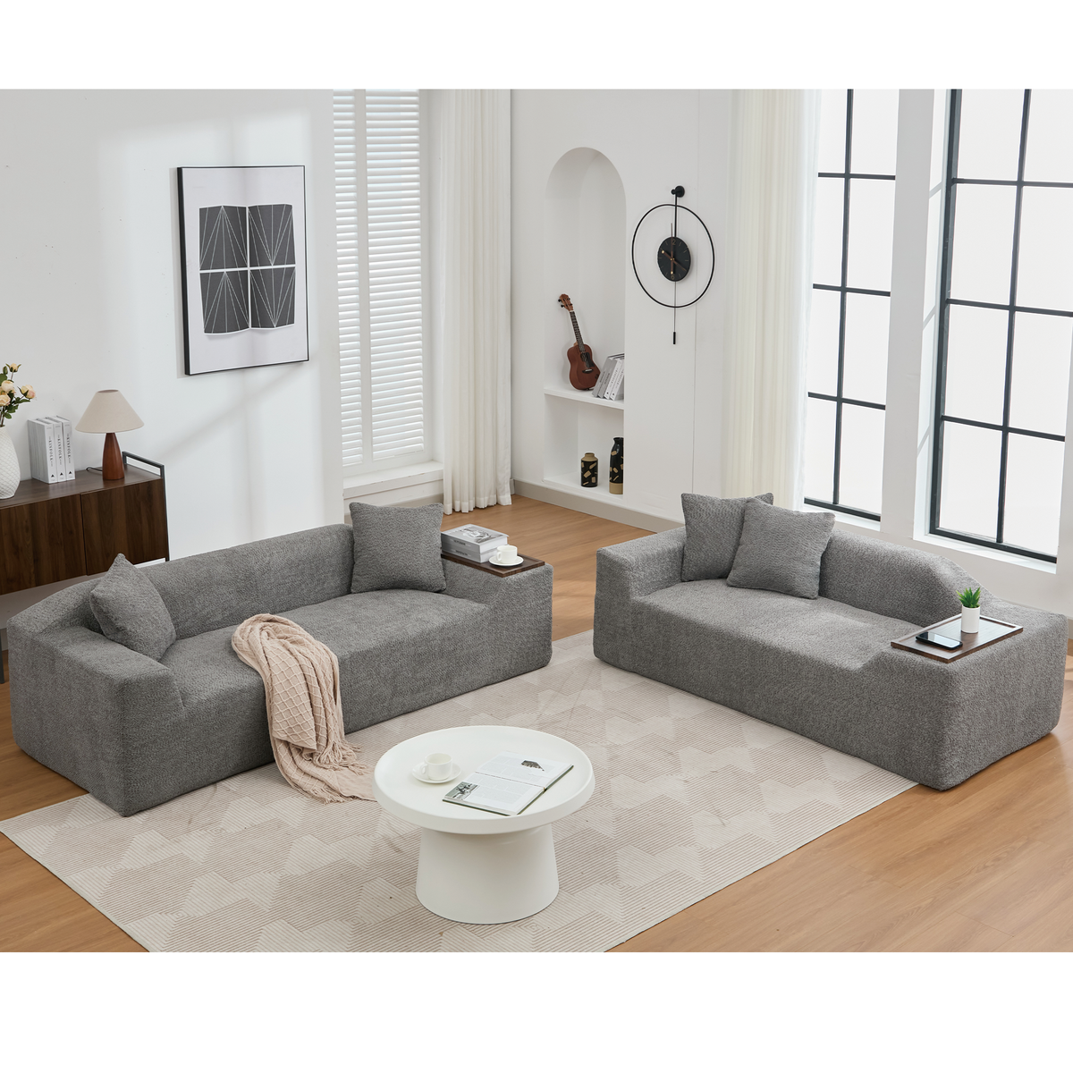 2 Piece Boucle Cloud Sofa Set