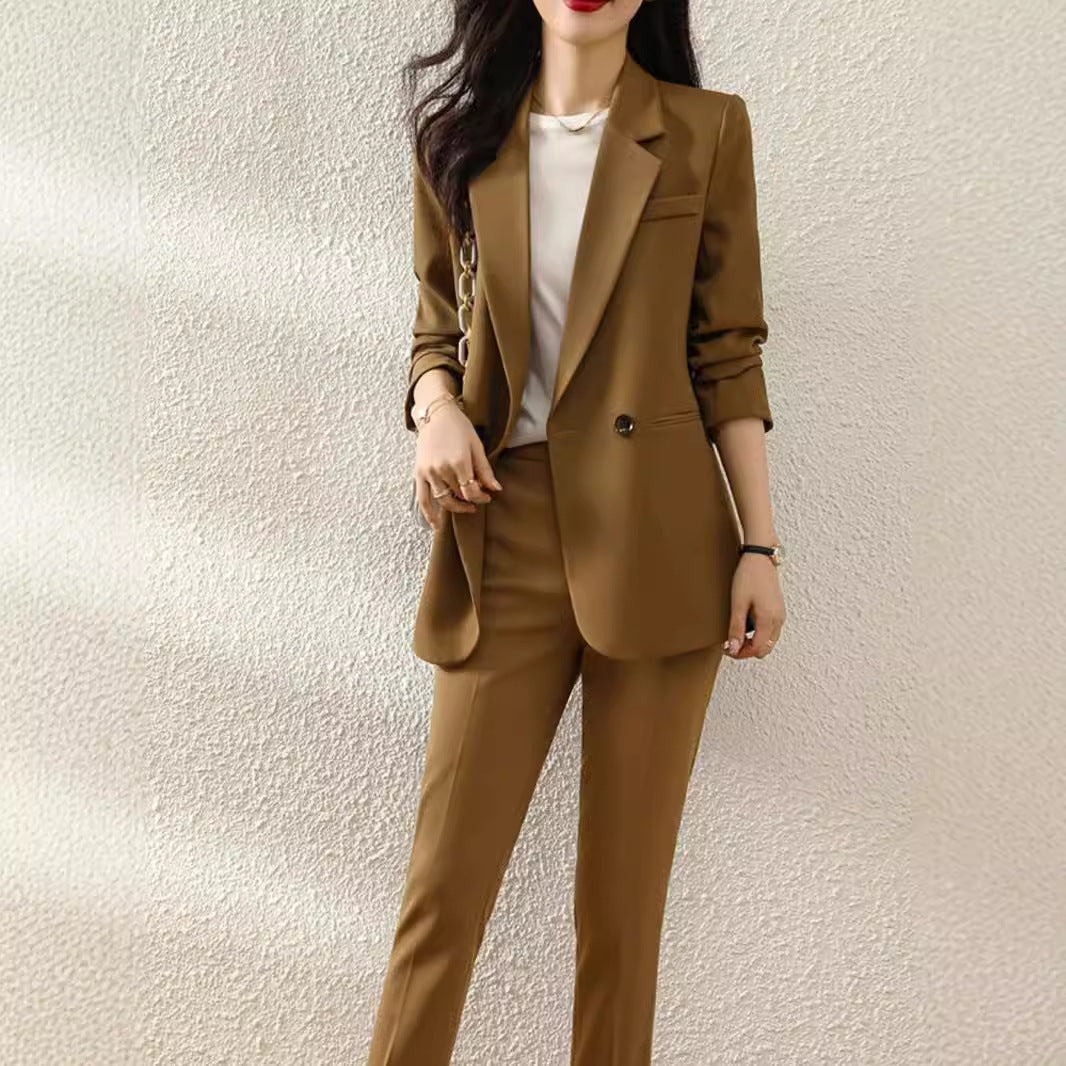 Womens Elegant Slit Blazer With Shoulder Pads