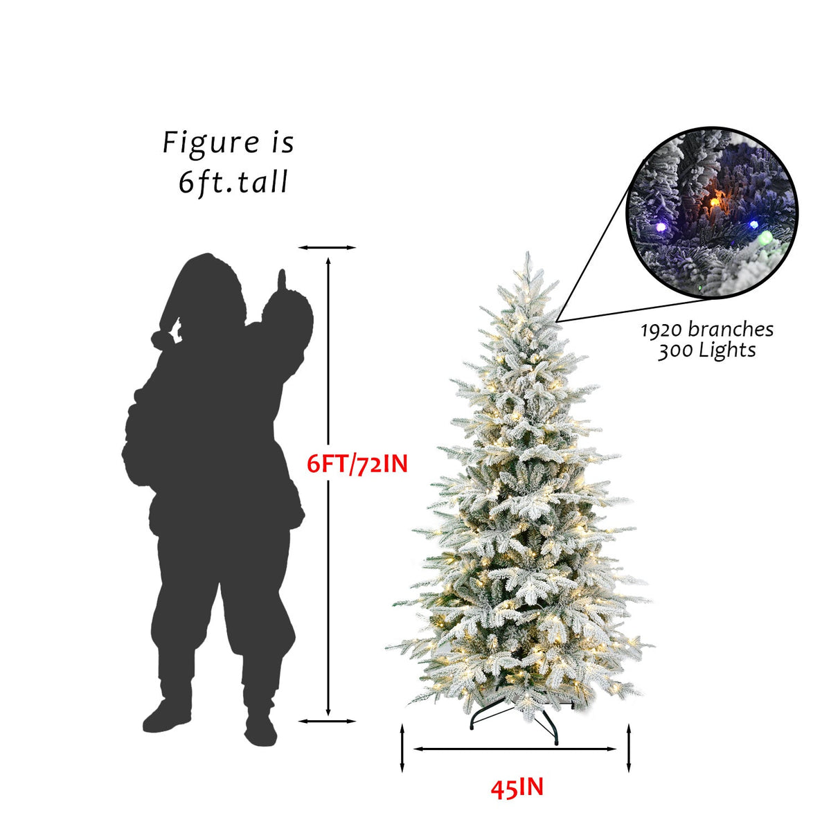 6FT PE+PVC Flocked Artificial Christmas Tree