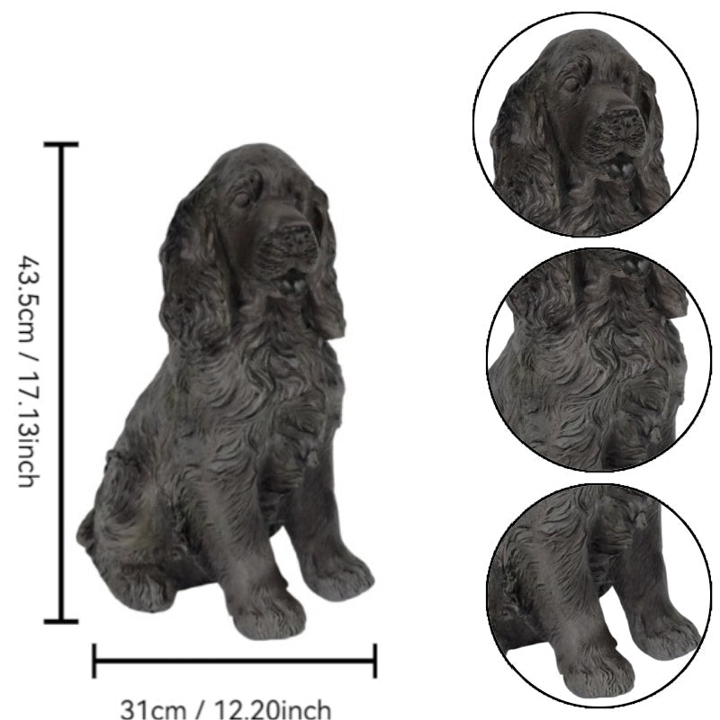 18'' Antique Finish Realistic Sitting Cocker Spaniel Dog Statue