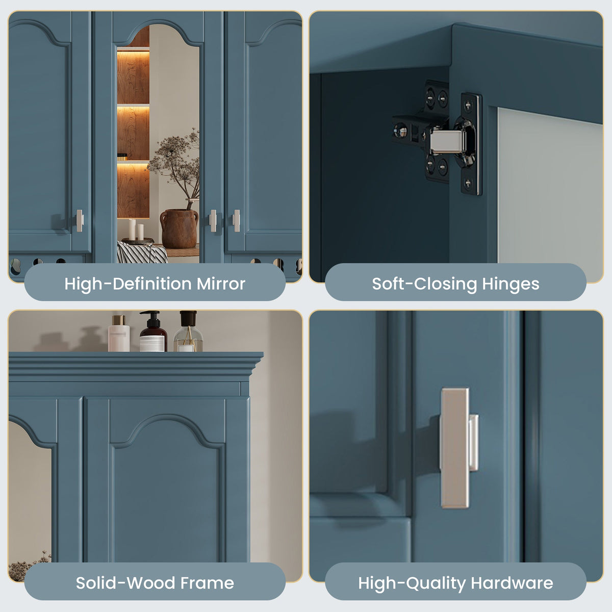 35 Inch Wall-Mount All-in-One Mirror Cabinet