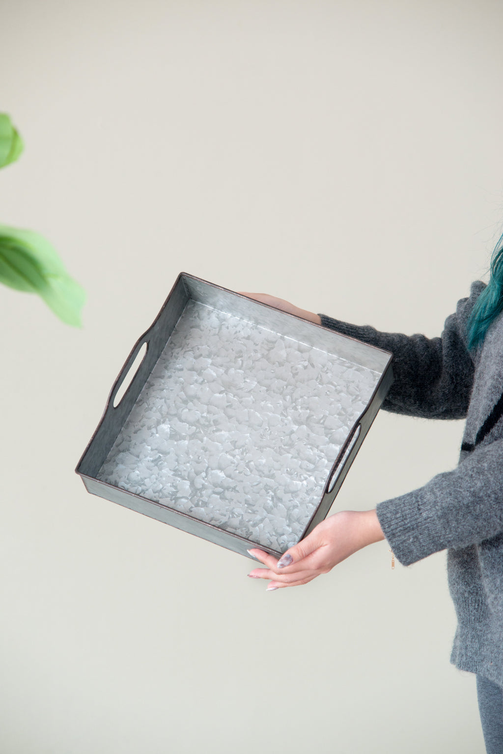 Set of 3 Decorative Galvanized Trays