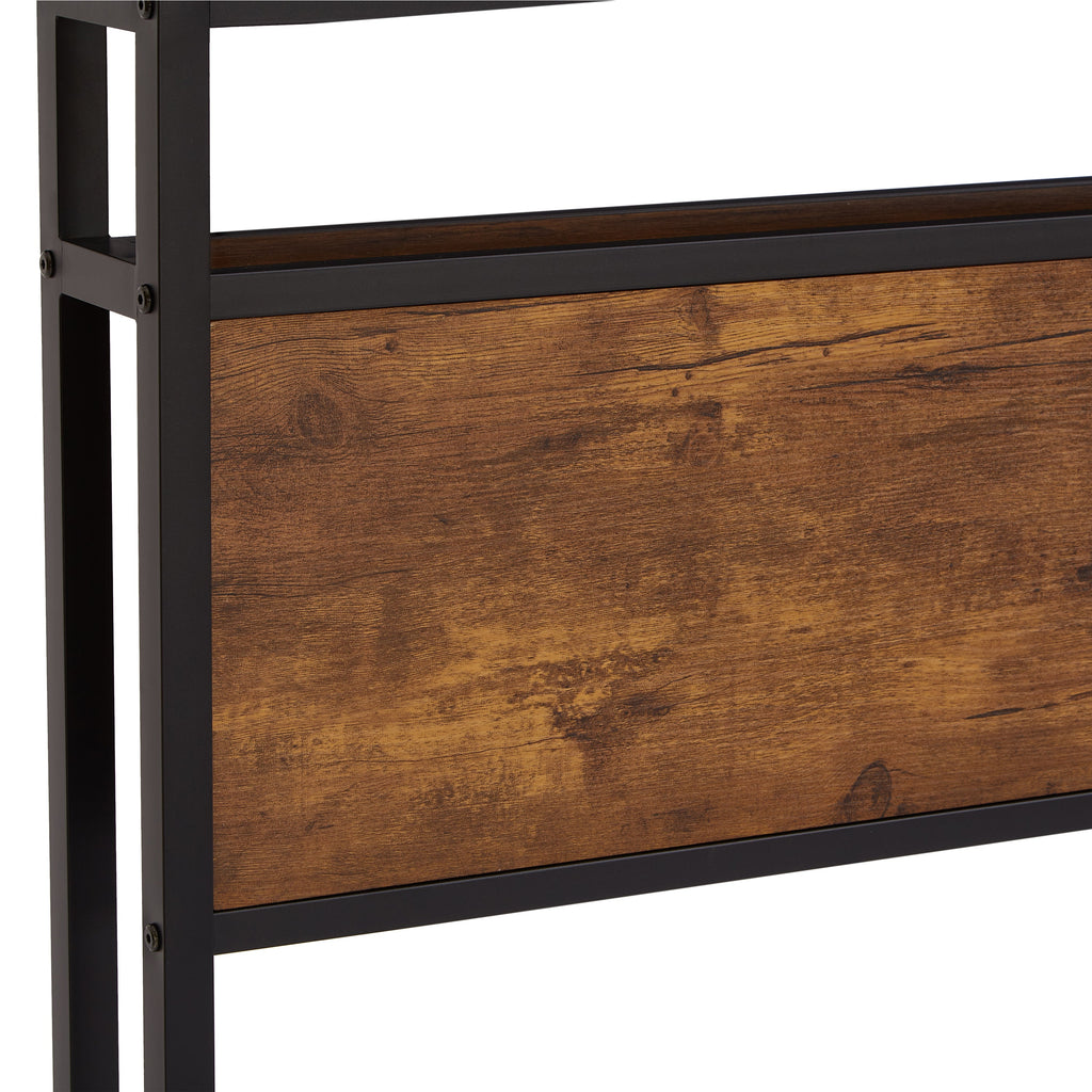 Full Size Metal Platform Bed Frame with Wooden Headboard