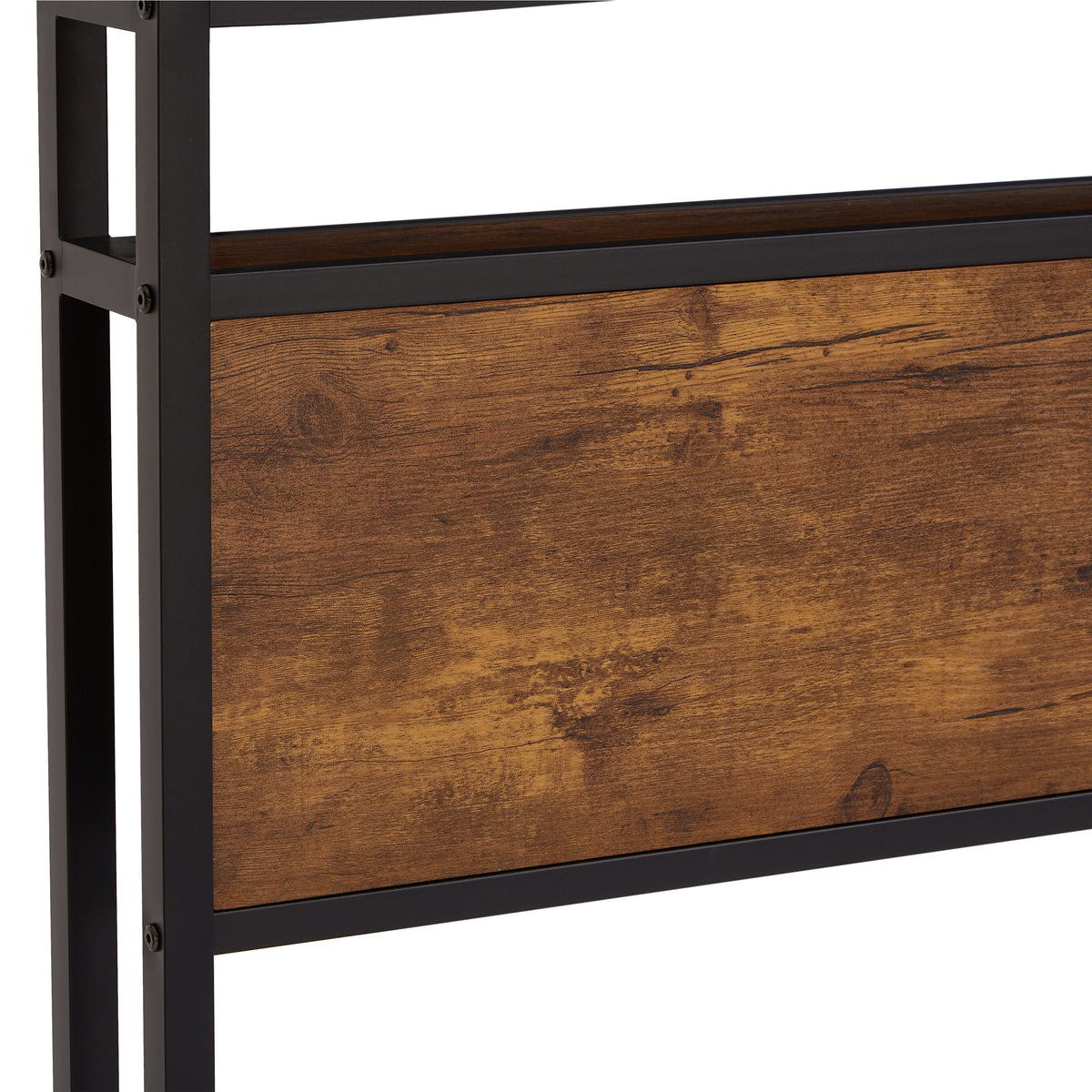 Full Size Metal Platform Bed Frame with Wooden Headboard
