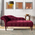 Samuel Tufted Roll Arm Chaise Lounge in Burgundy Velvet