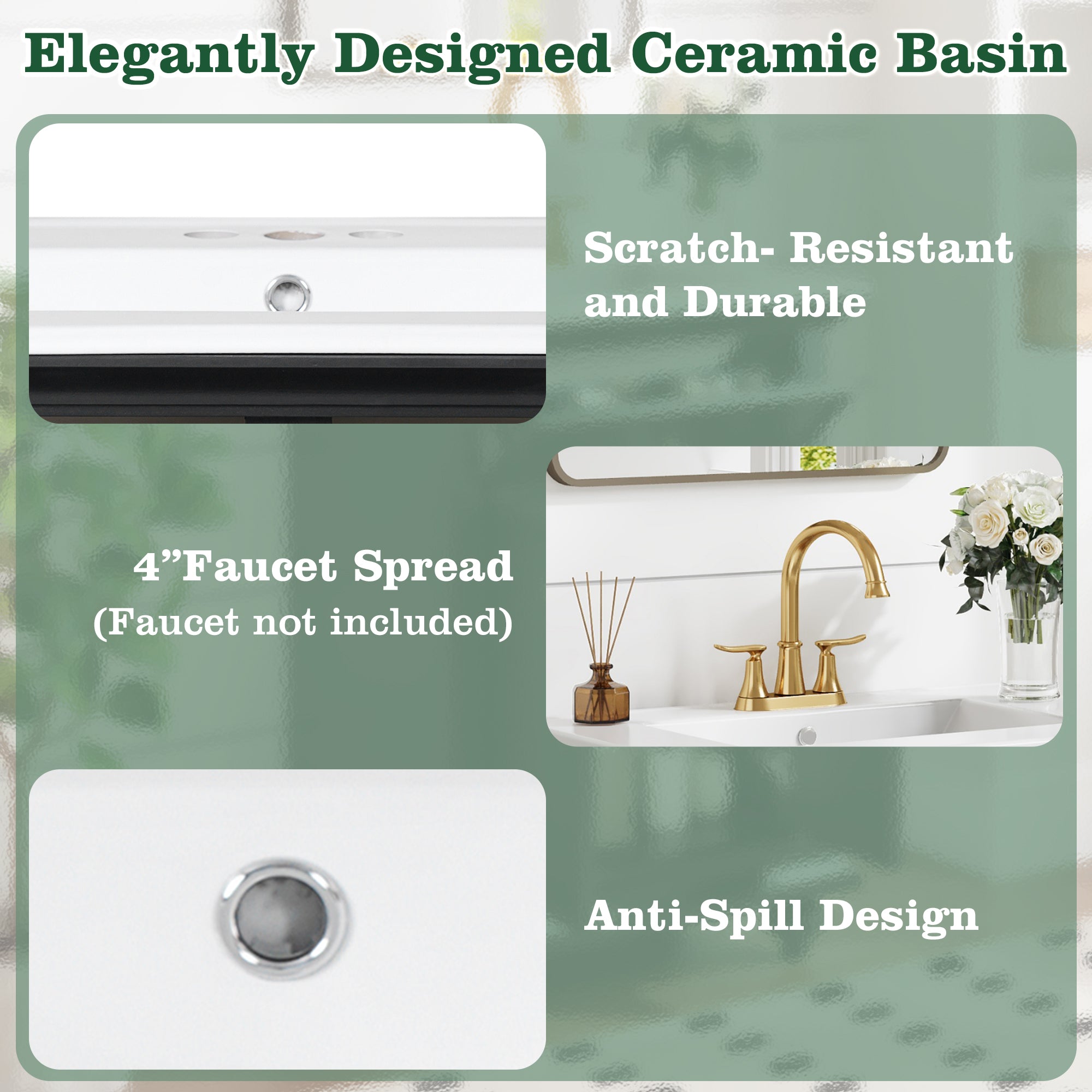 24" Modern Bathroom Vanity with Tip-Out Drawer & Soft-Close Hinges
