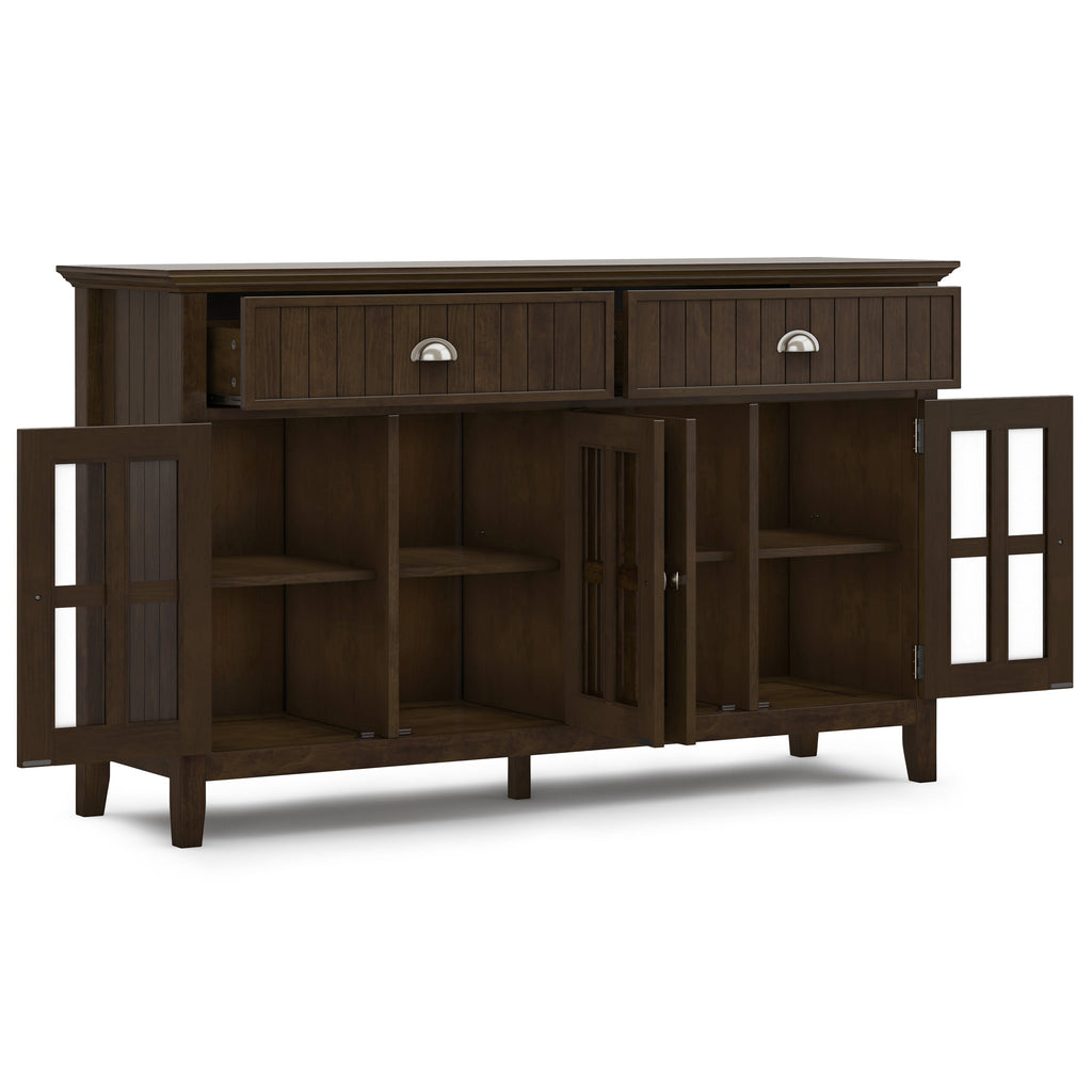 Acadian 60 Inch Wide Solid Wood Large Sideboard Buffet in Brunette