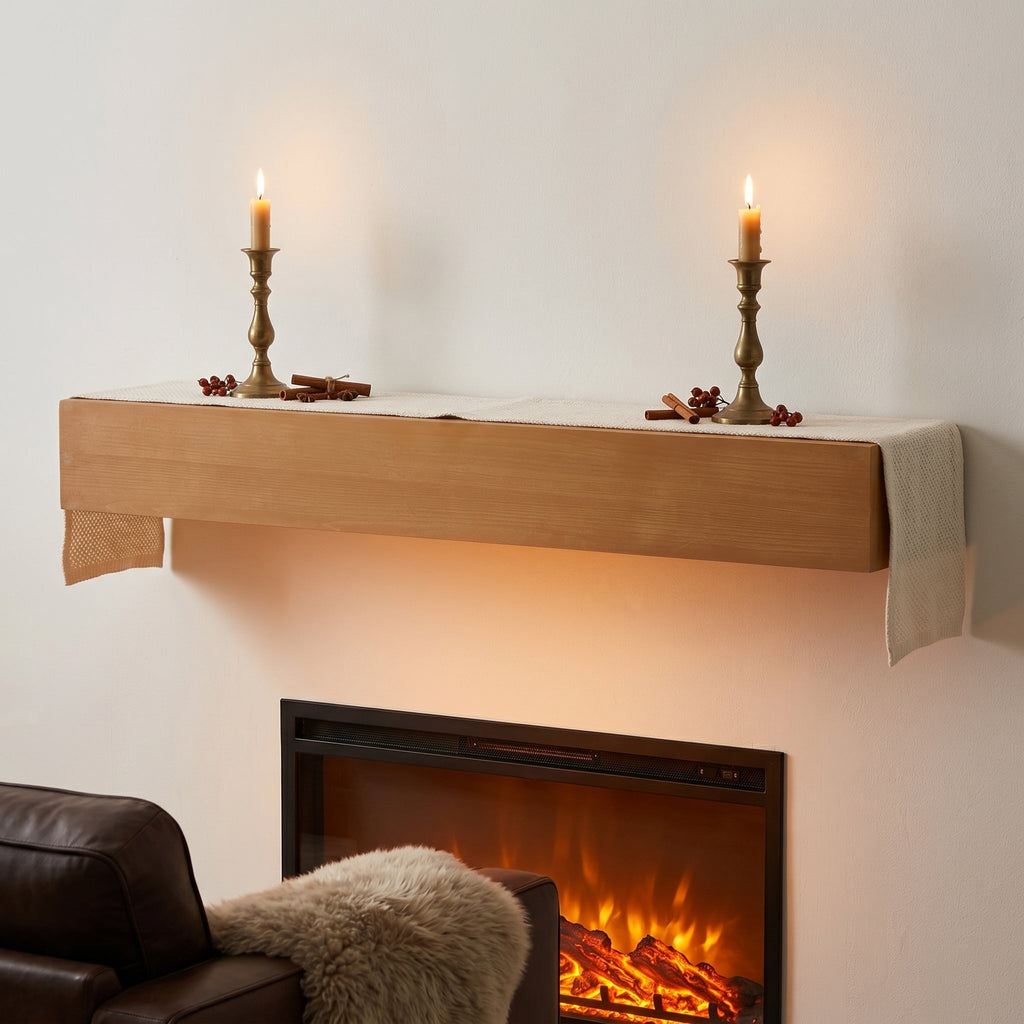 60" Fireplace Mantel Fir Wood Wall-Mounted & Floating Shelf