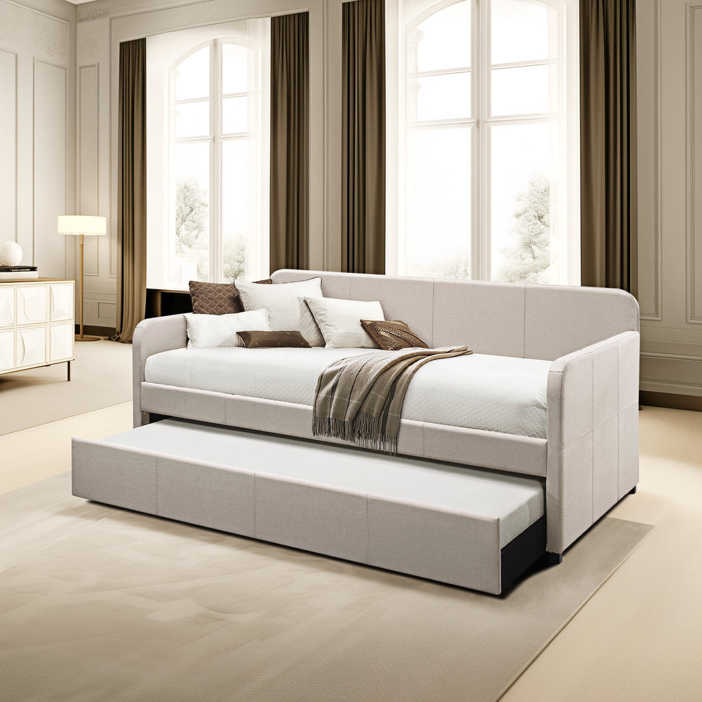 Jagger Fog Fabric Daybed With Trundle (Twin)