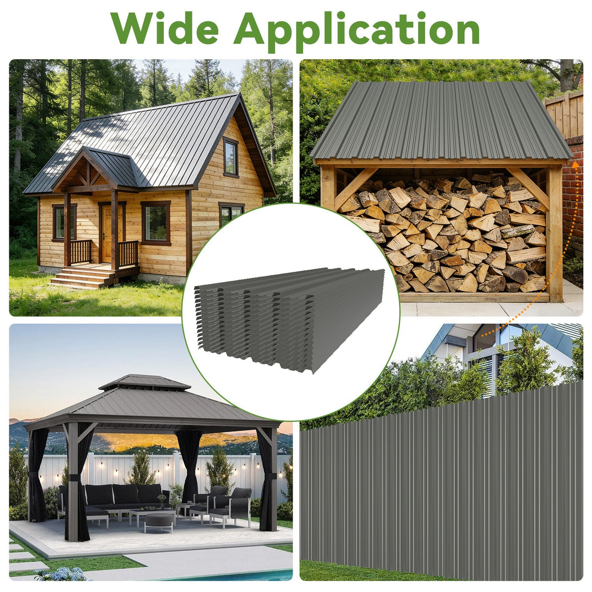 10 Pcs Metal Roofing Panels - Corrugated Galvanized Steel
